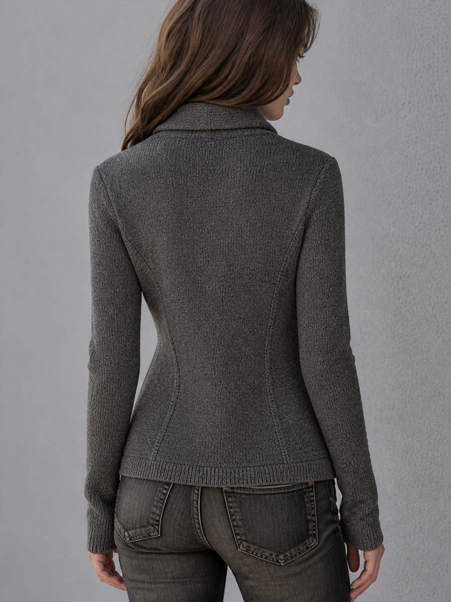 Retro Asymmetrical Knit Cardigan