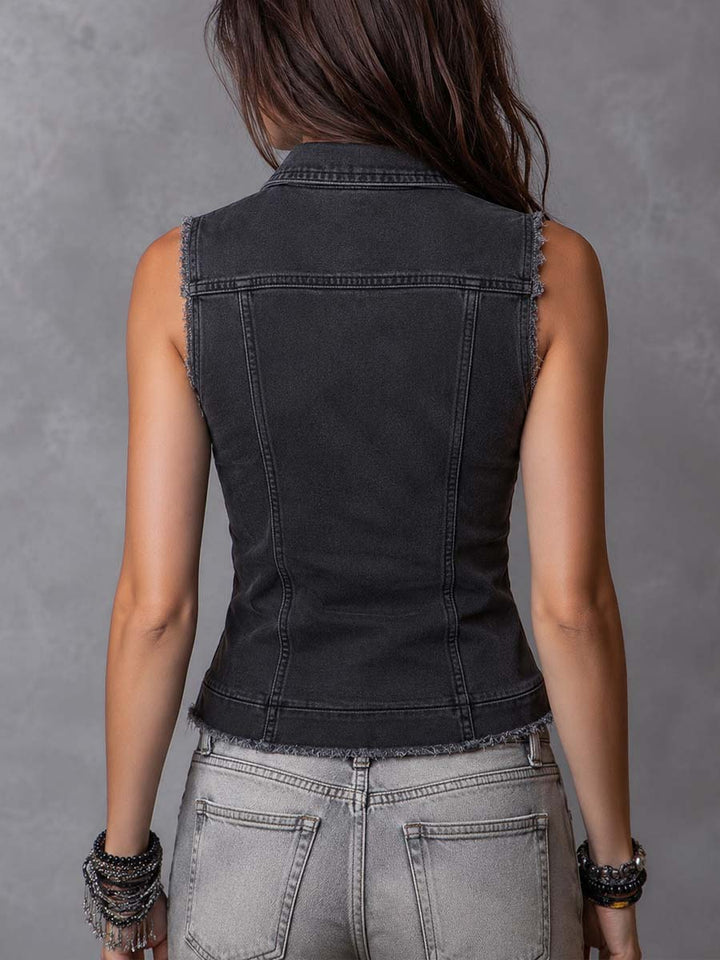 Retro Zip-Up Jacket with Distressed Blazer Style