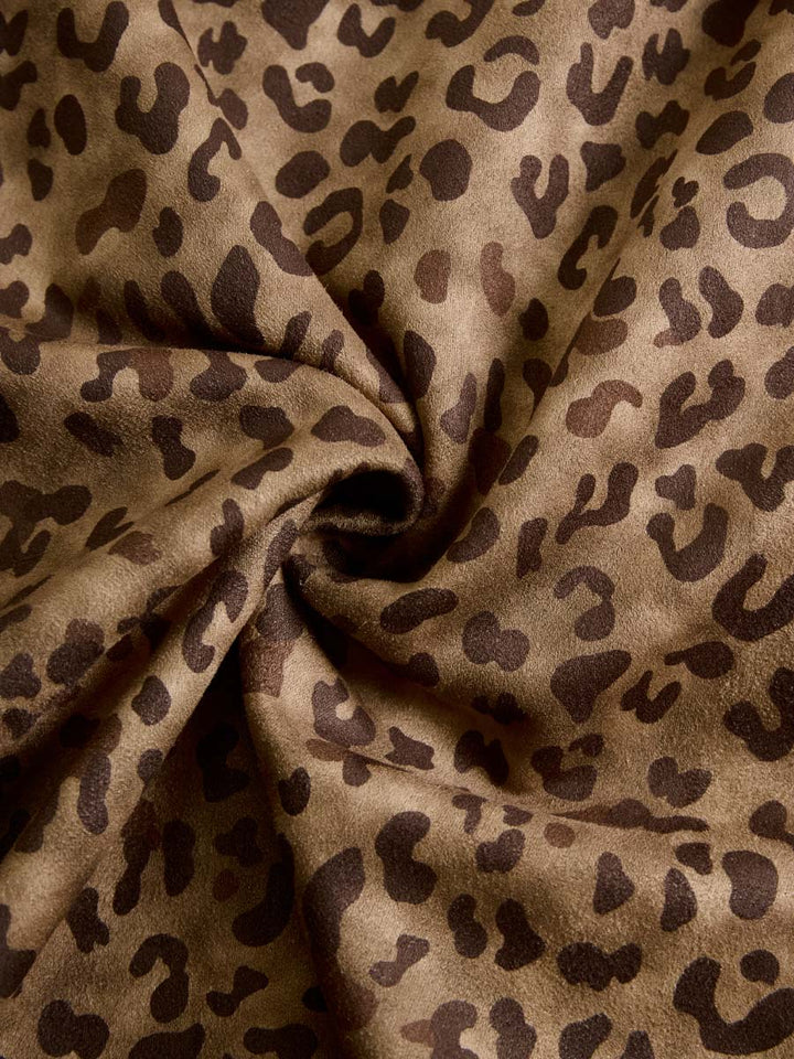 Vintage Leopard Print Eco-Friendly Suede Jacket