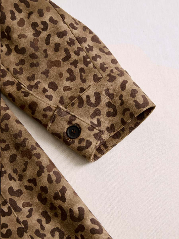 Vintage Leopard Print Eco-Friendly Suede Jacket
