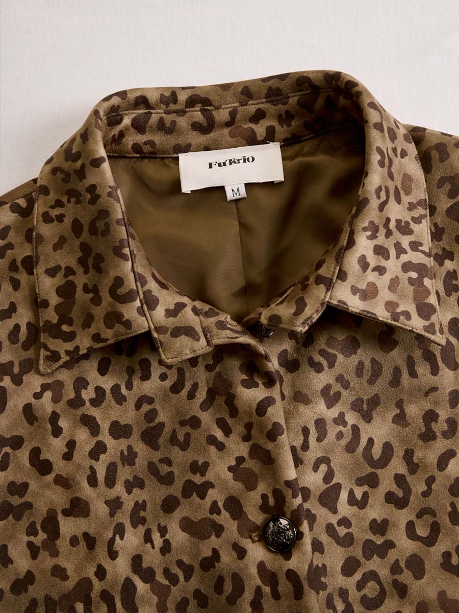 Vintage Leopard Print Eco-Friendly Suede Jacket