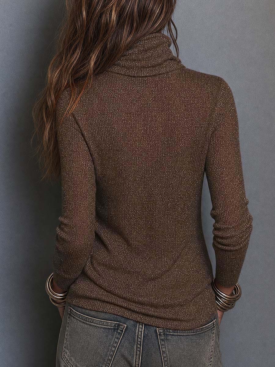 Lightweight Brown Boho Knit Hoodie with Long Sleeves