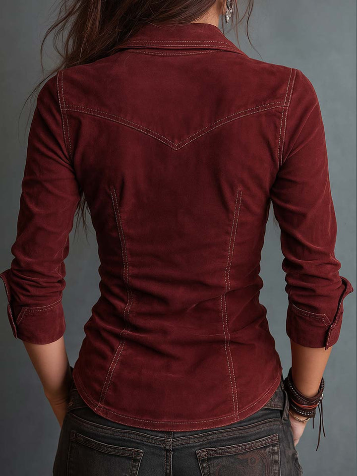 Retro Denim Shirt Featuring Zipper and Flash Pockets