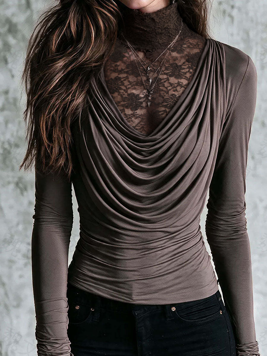 Lace-Detail Long Sleeve Boe Top