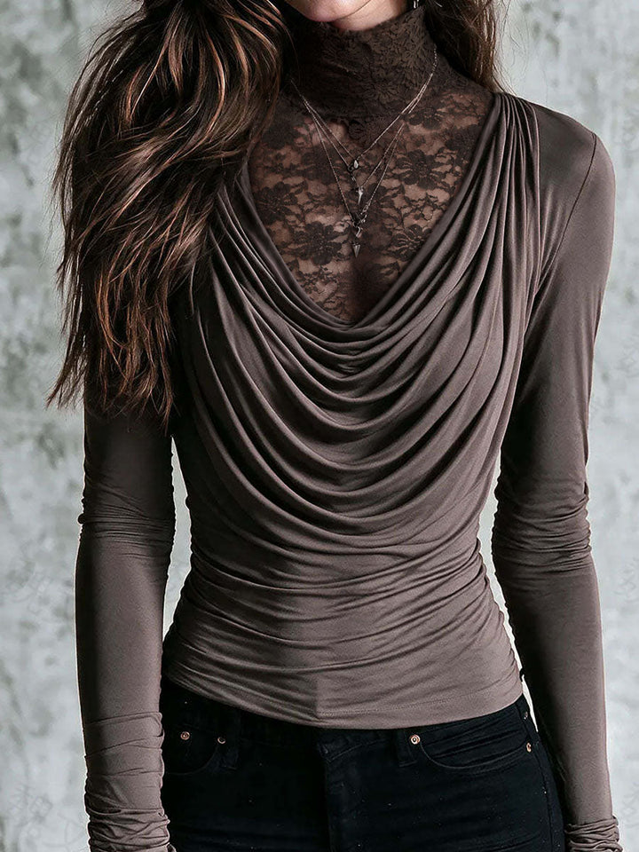 Lace-Detail Long Sleeve Boe Top