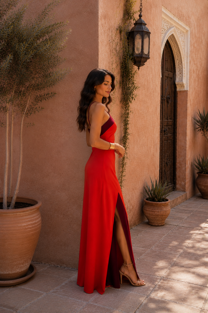 Alvor - Long Halter Neck Dress with Split