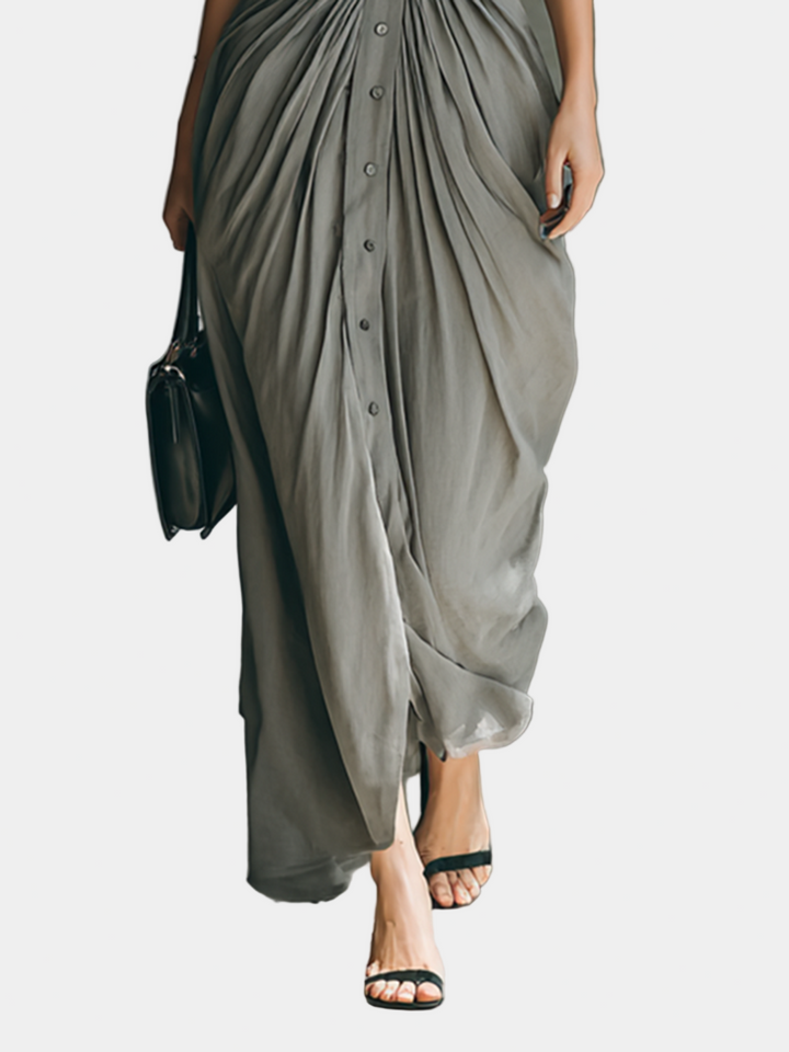 Zoe - Belted Long Pleated Dress
