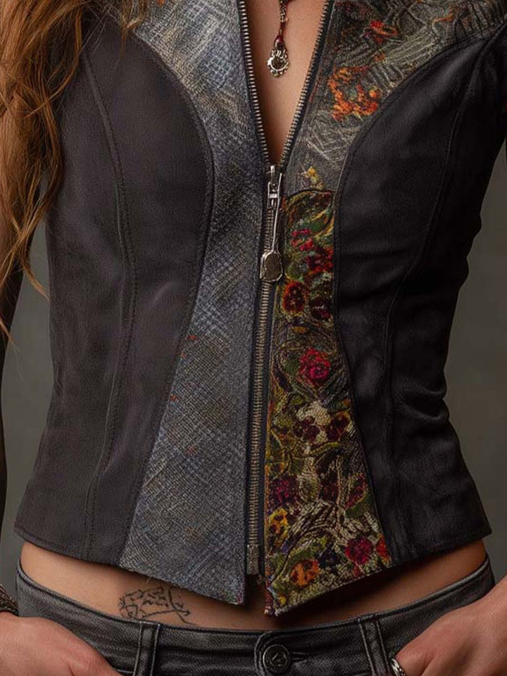 Eco-Friendly Suede Patchwork Gilet