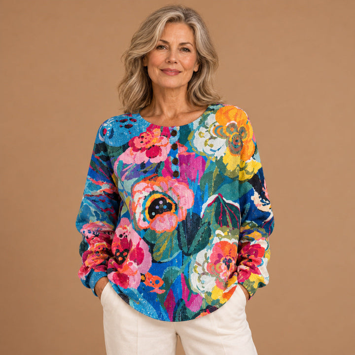 Éabha - Vibrant Floral Pattern Jumper