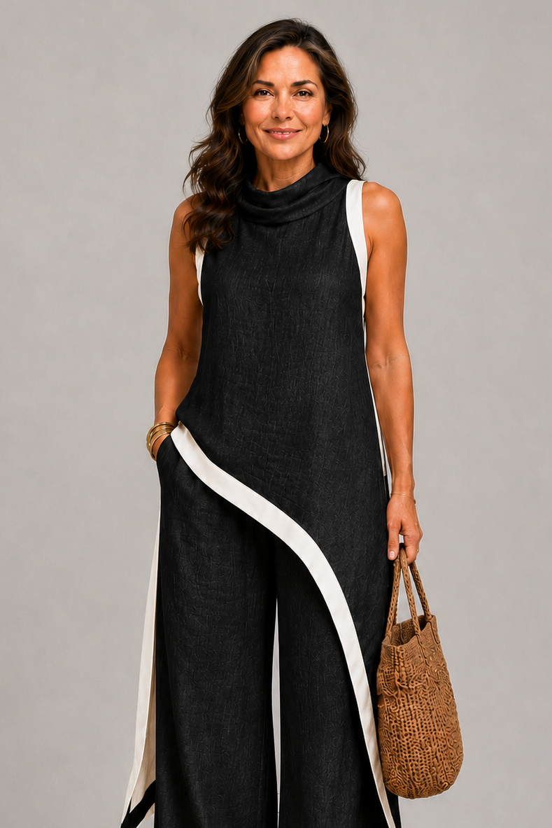 Leonora | Chic Co-Ord Set with Stylish Contrast Accents