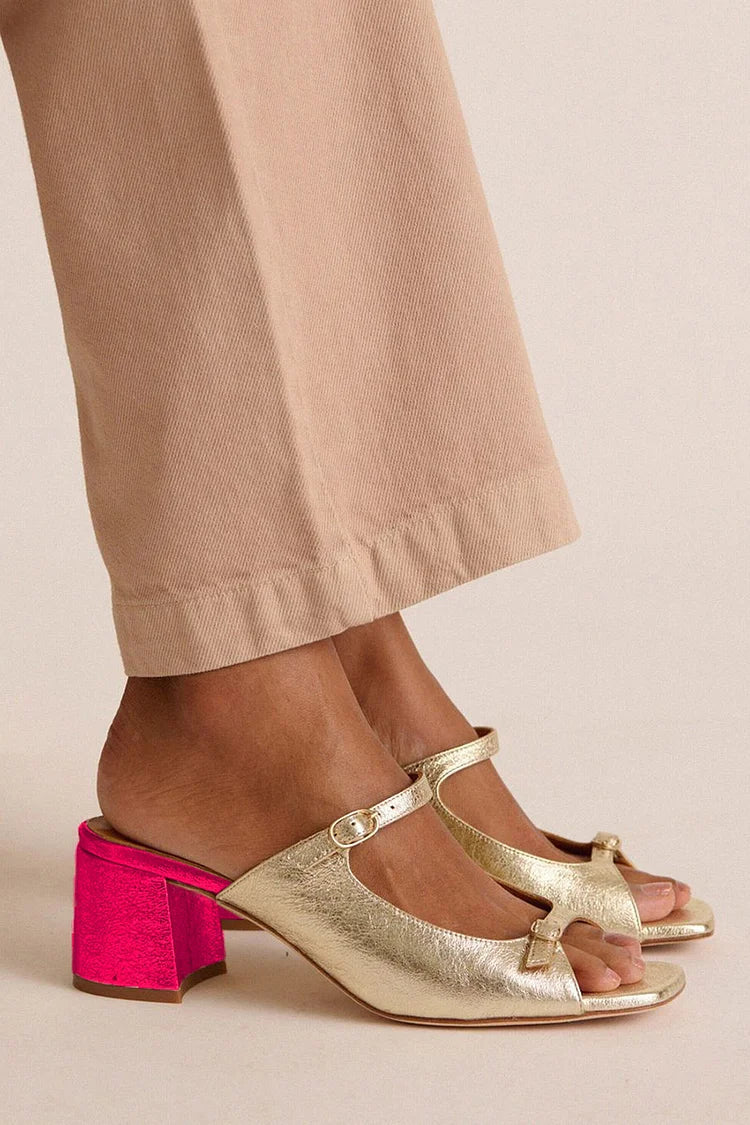 Hermelinda - Elegant Gold Heeled Sandals