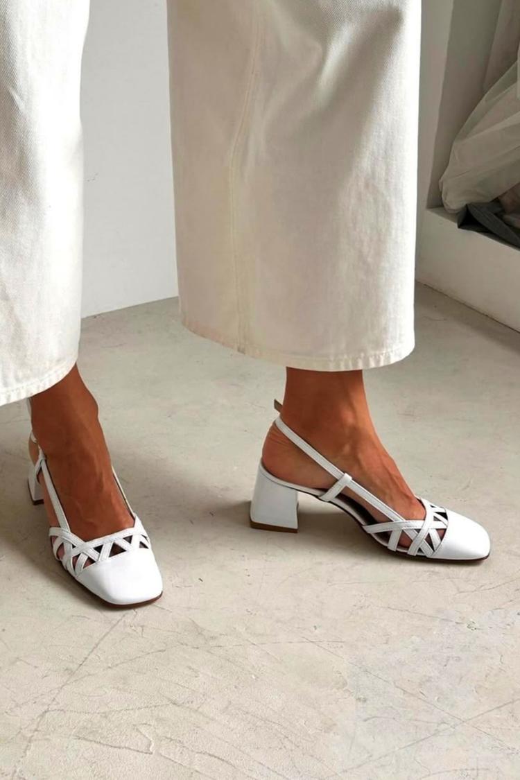 Kamila - White Slingback Heels