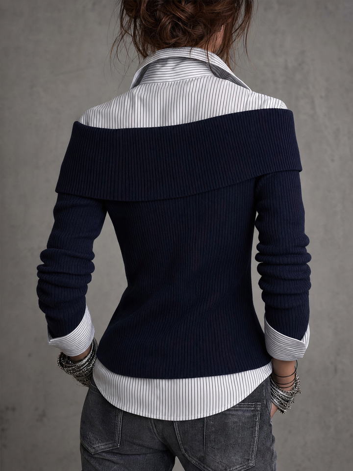 Asymmetrical Knit Top Featuring Faux Layered Design