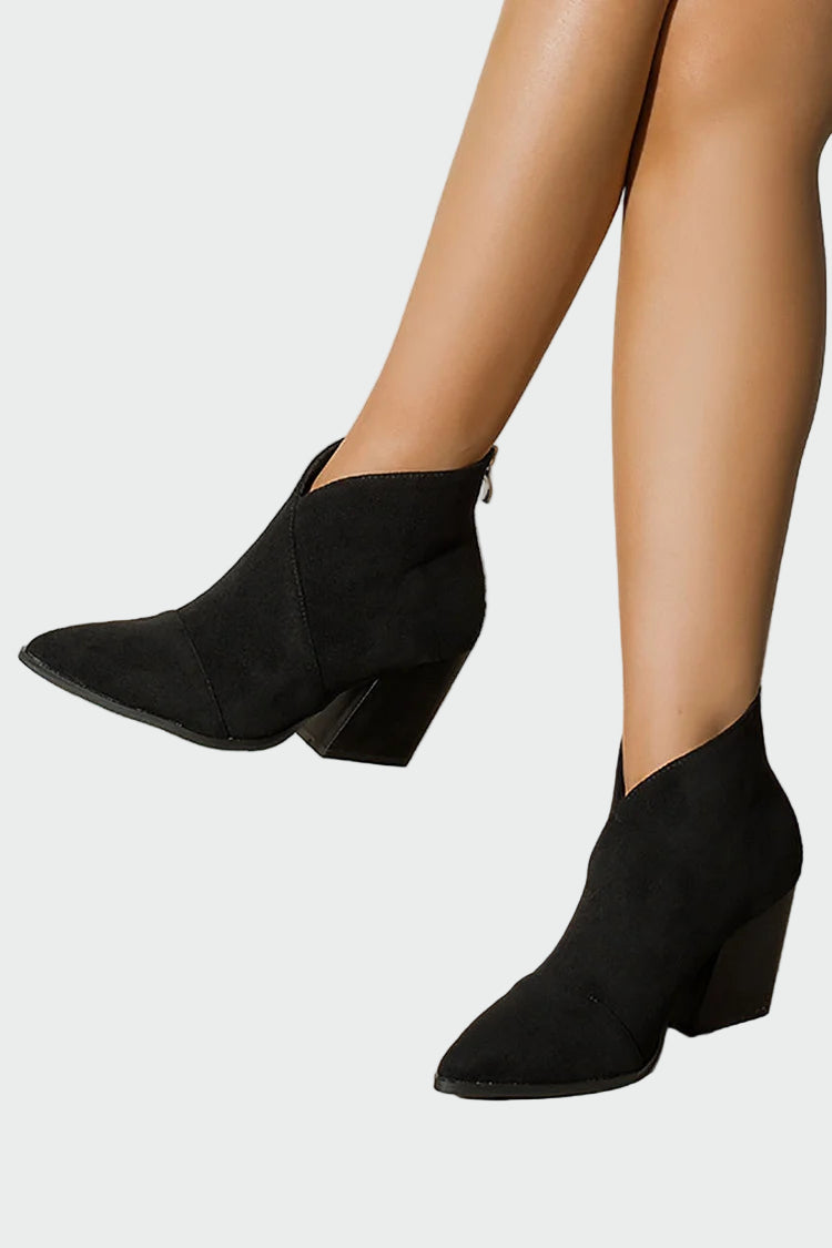 Suede Ankle Boot with Pointed Toe