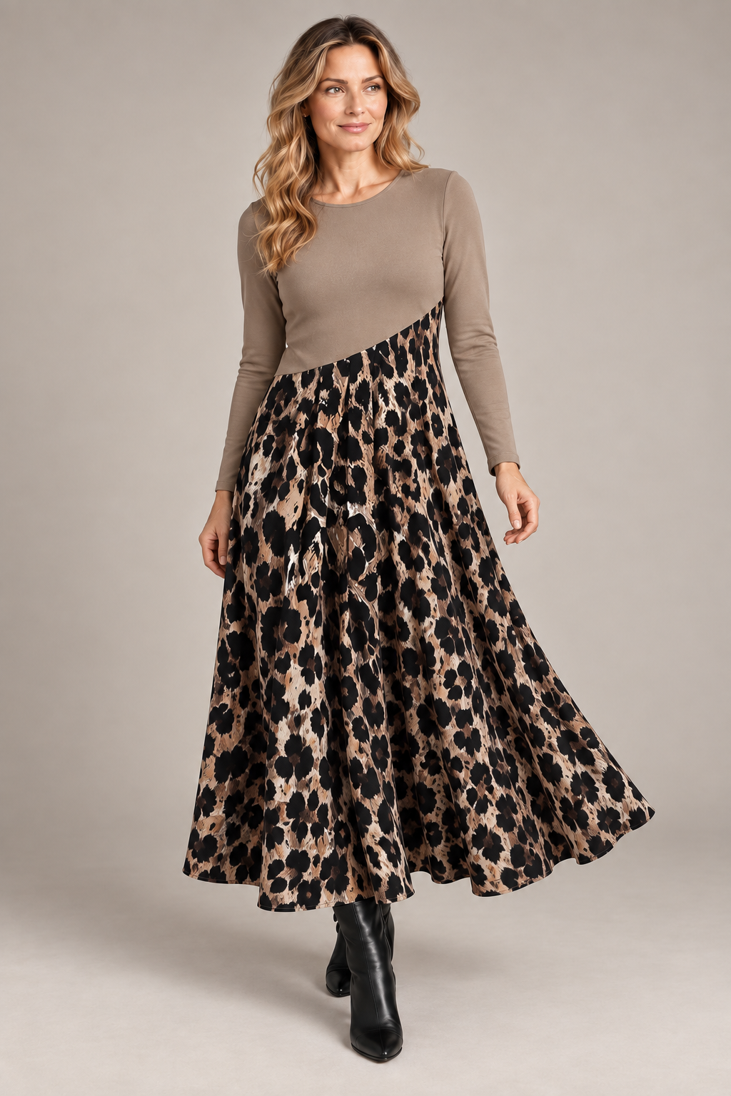 Leona | Leopard Print Midi Dress