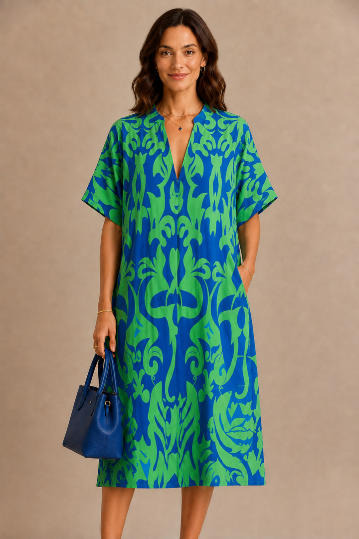 Bernadeta | V-Neck Patterned Dress