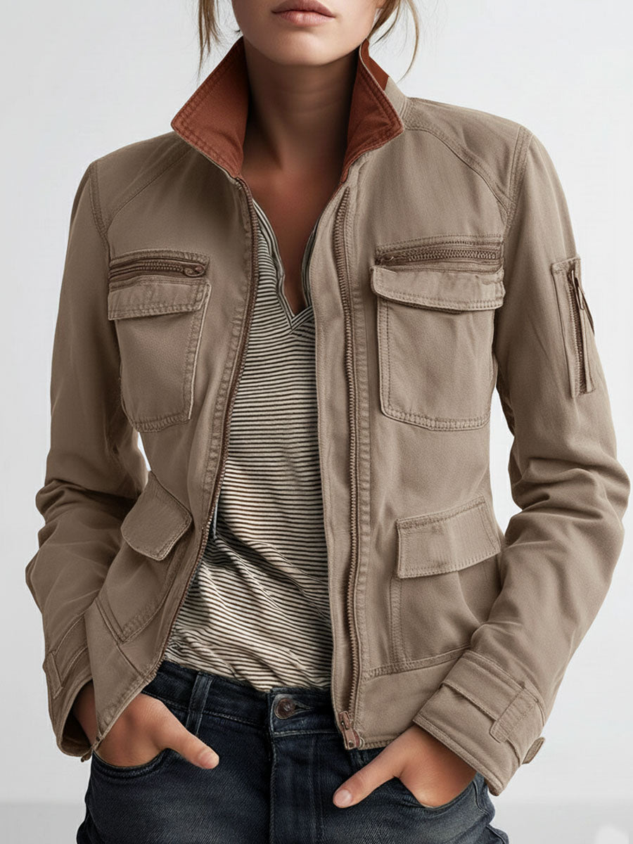 Olive Utility Pocket Cargo Jacket