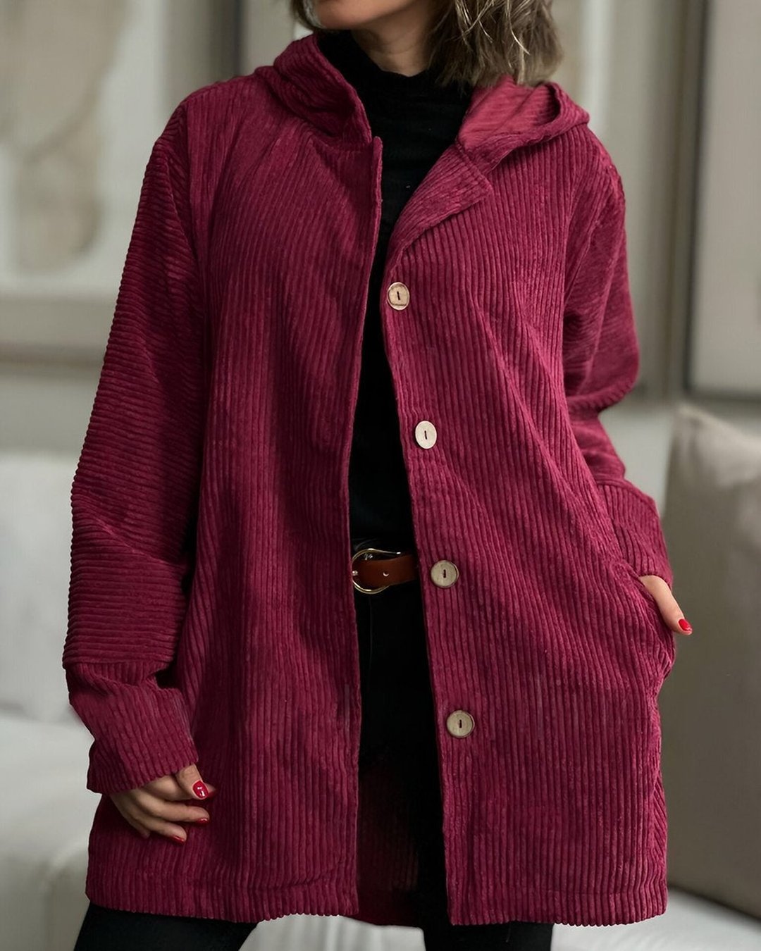 Mae | Cosy Corduroy Hooded Jacket