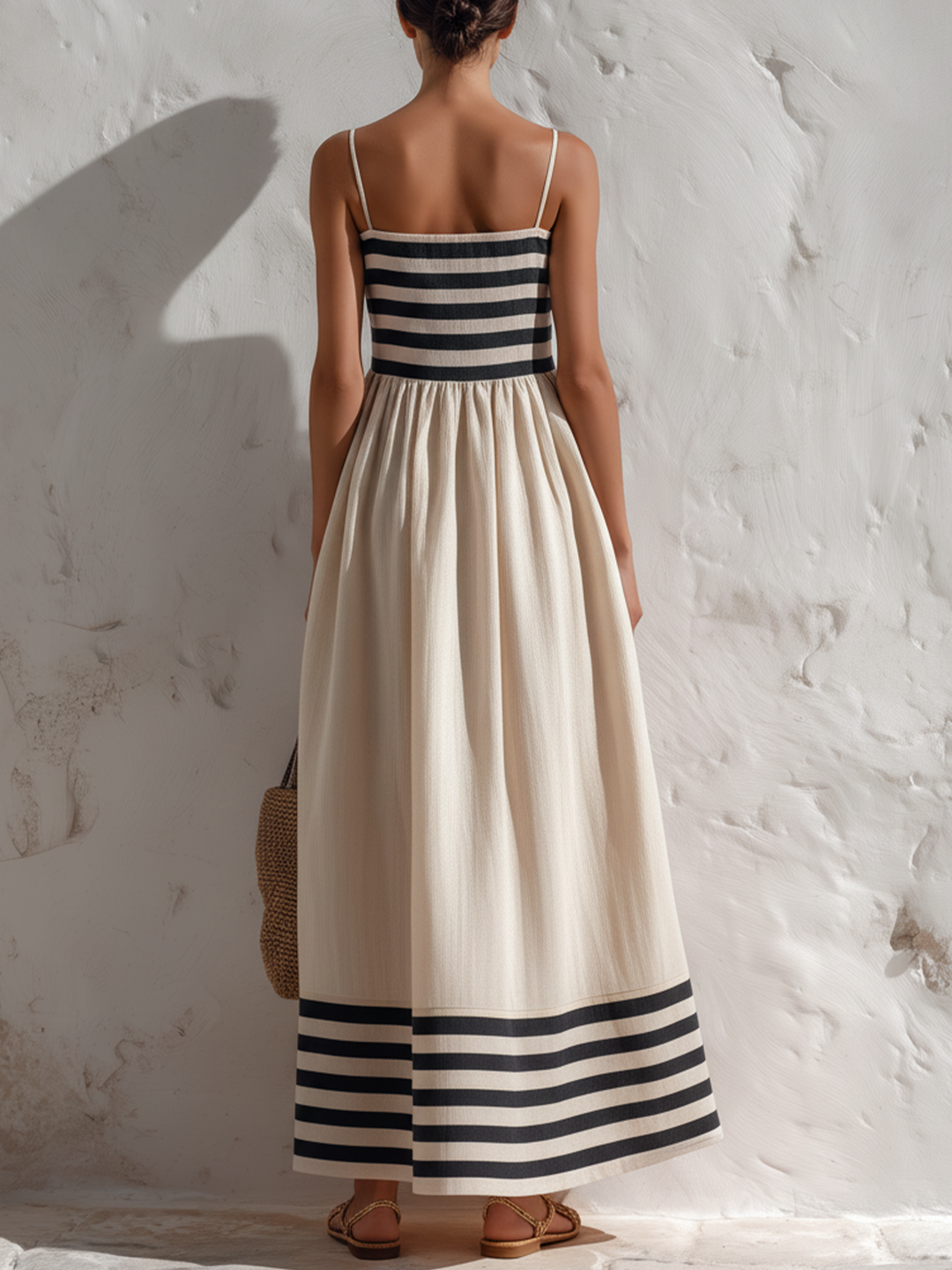 Alexia | Striped Maxi Dress with Contrasting Details