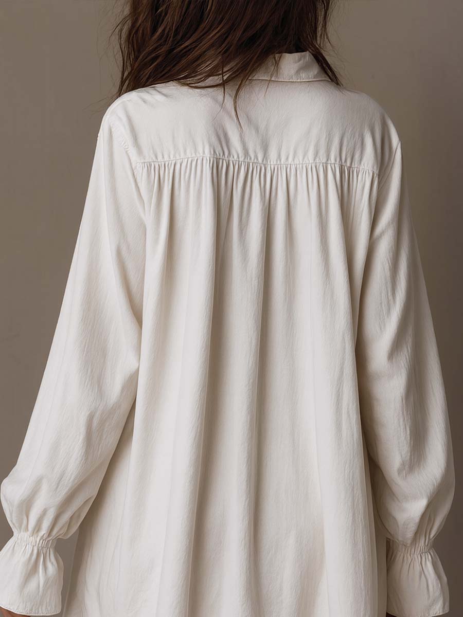 Long Sleeve Mini Dress with Vintage Lace and Asymmetrical Design