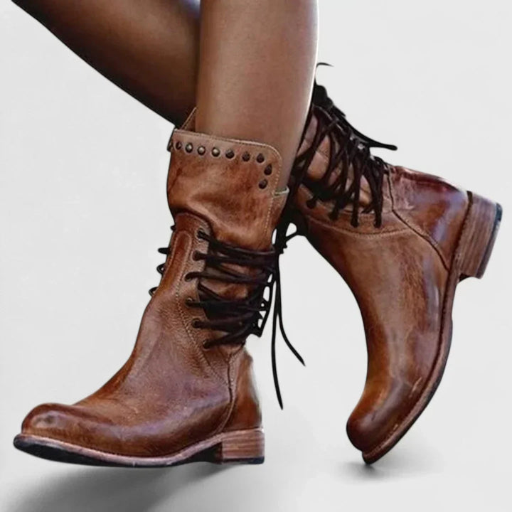 Theano - Leather Ankle Boots with Laces for Timeless Style