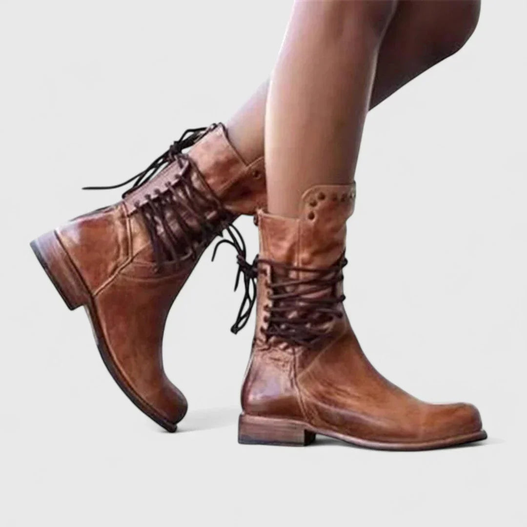 Theano - Leather Ankle Boots with Laces for Timeless Style
