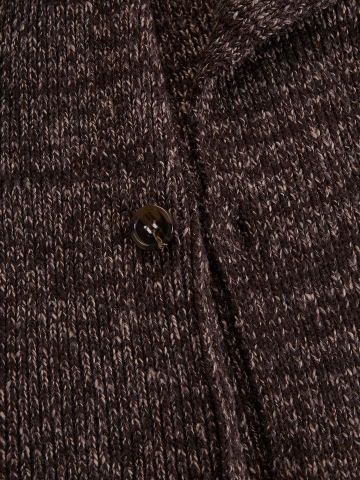Brown Ribbed Asymmetrical Short Zip Jacket
