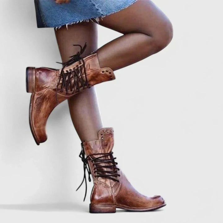 Theano - Leather Ankle Boots with Laces for Timeless Style