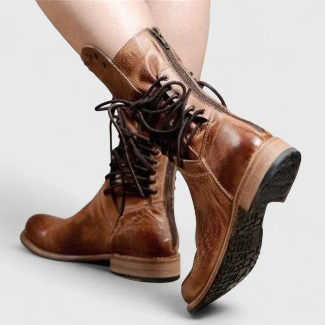 Theano - Leather Ankle Boots with Laces for Timeless Style