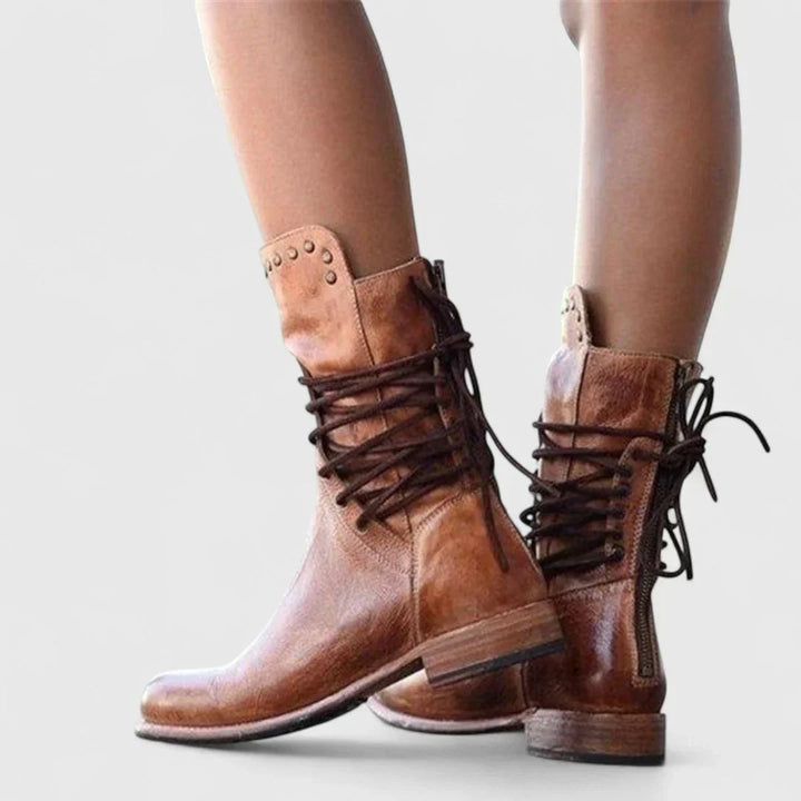 Theano - Leather Ankle Boots with Laces for Timeless Style