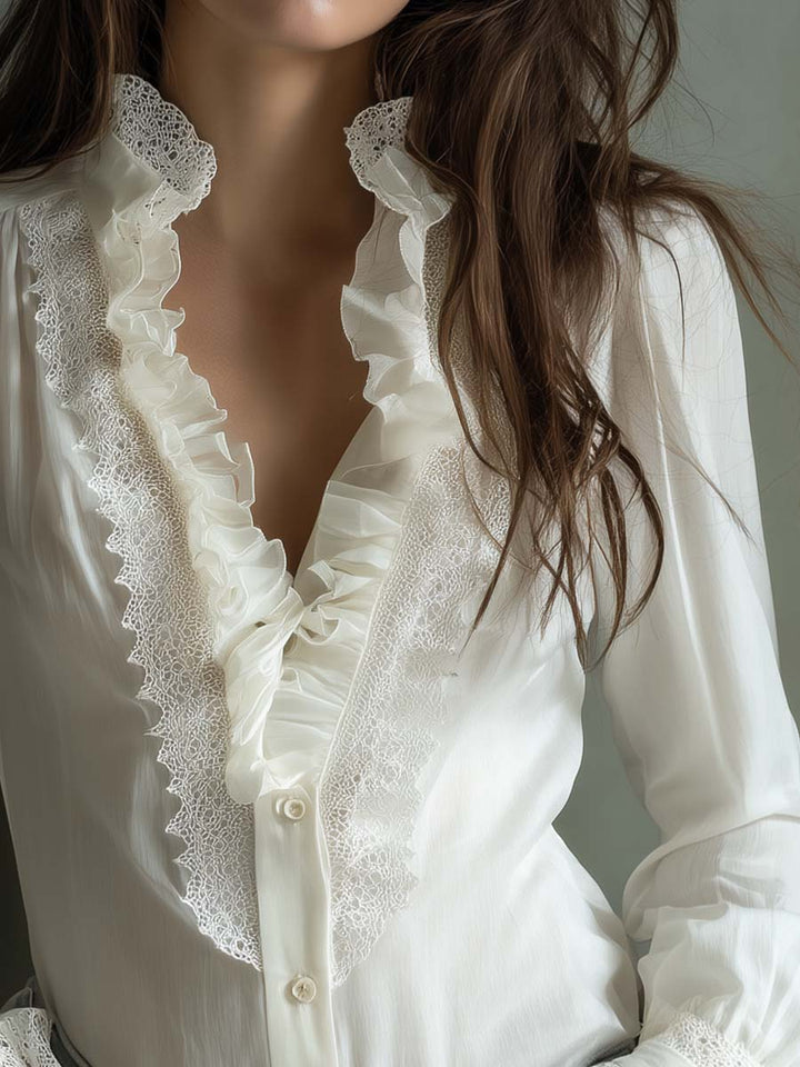Ivory Puff Sleeve Lace Blouse – Perfect for Romantic Occasions