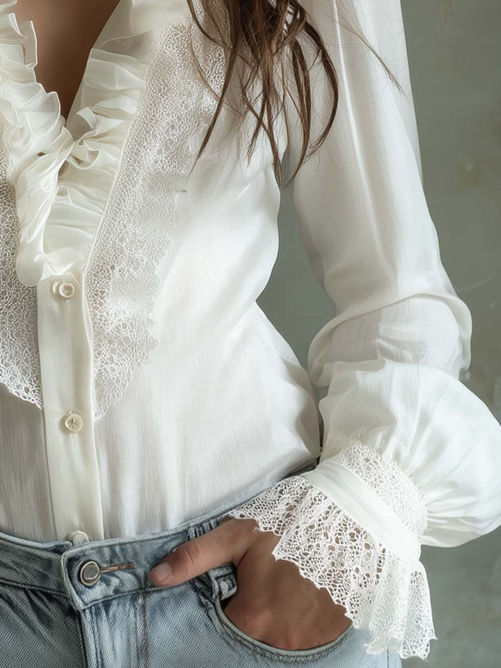 Ivory Puff Sleeve Lace Blouse – Perfect for Romantic Occasions