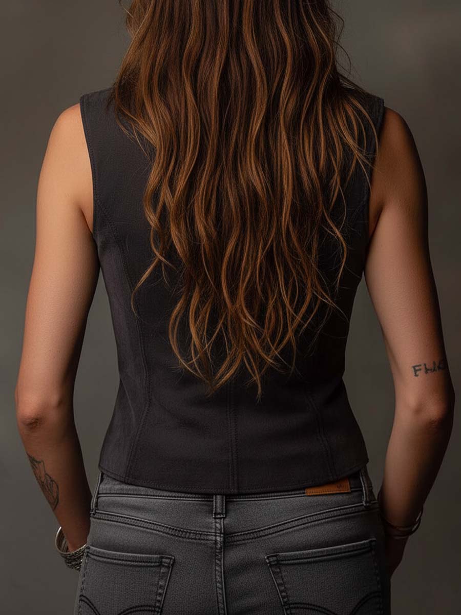 Eco-Friendly Suede Patchwork Gilet