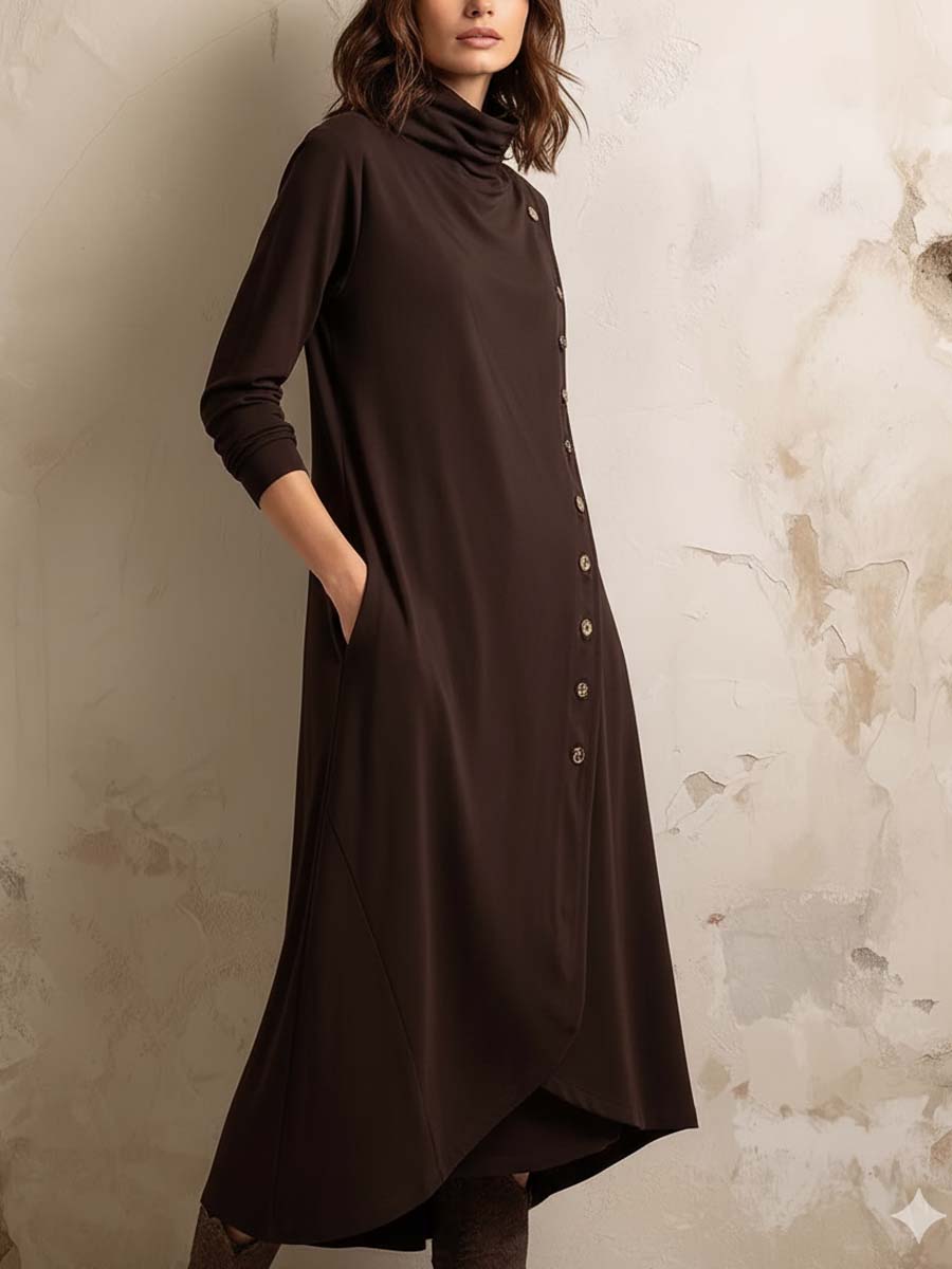 Bohemian Midi Dress Featuring Side Button Detail