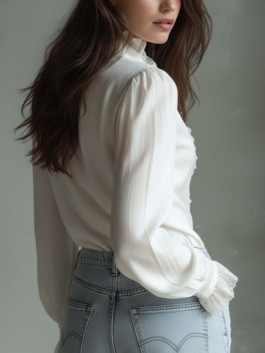 Ivory Puff Sleeve Lace Blouse – Perfect for Romantic Occasions