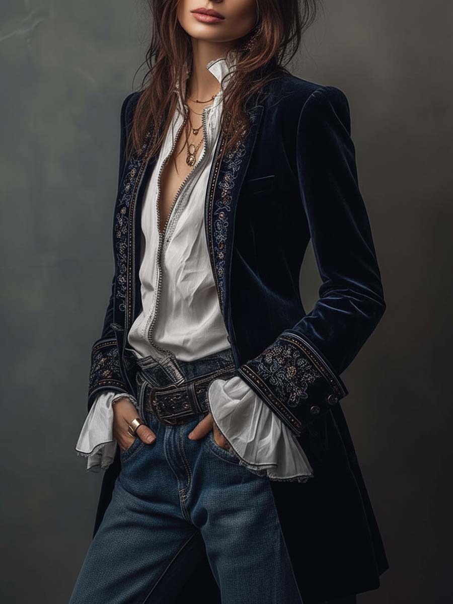 Gabrielle | Embroidered Long Robe with Elegant Detailing