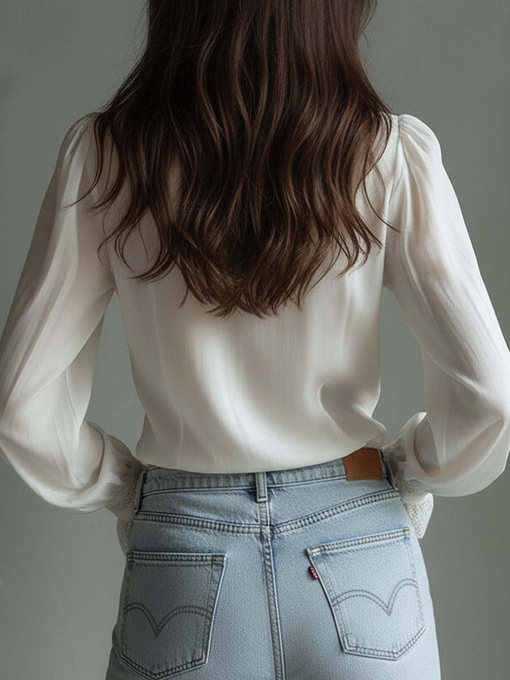 Ivory Puff Sleeve Lace Blouse – Perfect for Romantic Occasions