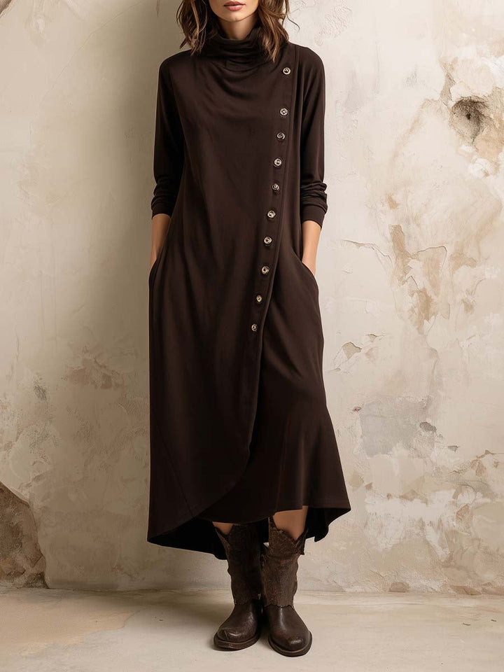 Bohemian Midi Dress Featuring Side Button Detail