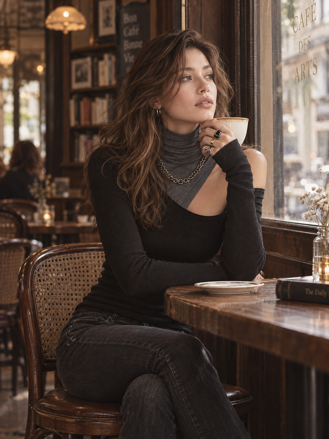 Chic Black Jacket with Contrast Details and Trendy Silhouette