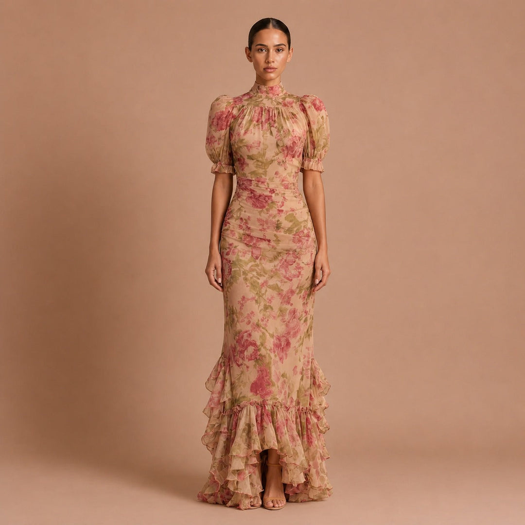 Rosario | Long Floral Chiffon Dress