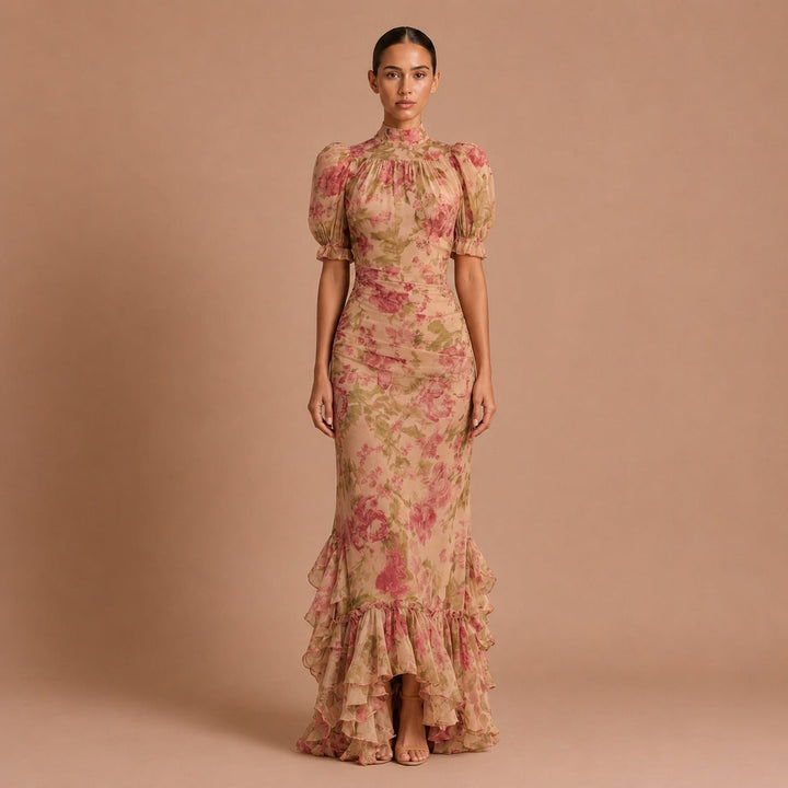 Rosario | Long Floral Chiffon Dress