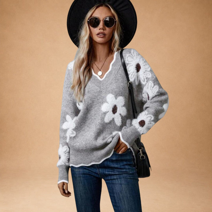 Zinovia - Refined Knit with Floral Design and Feminine Line