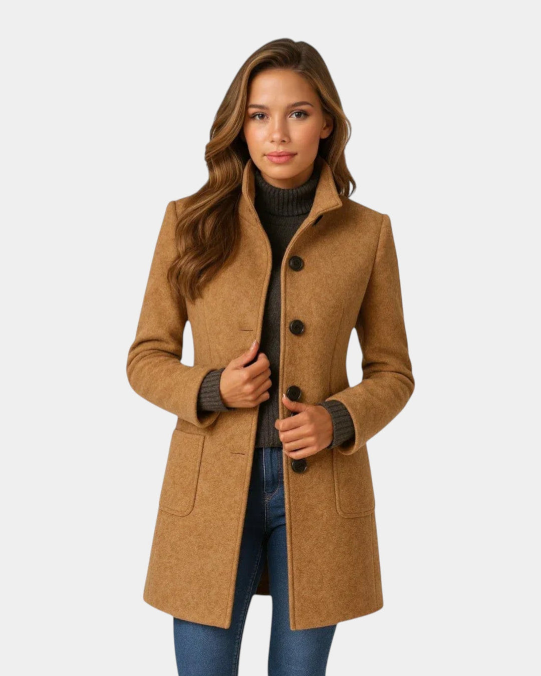 Chic Tailored Coat with Stand-Up Collar