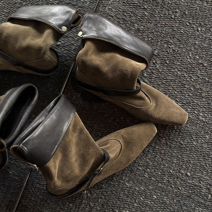 Genuine Suede Queli Ankle Boots