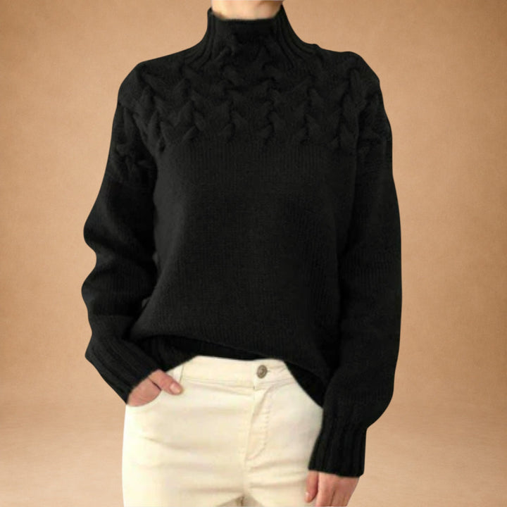 Eva - Women's Knitted Sweater with Knitting Detail