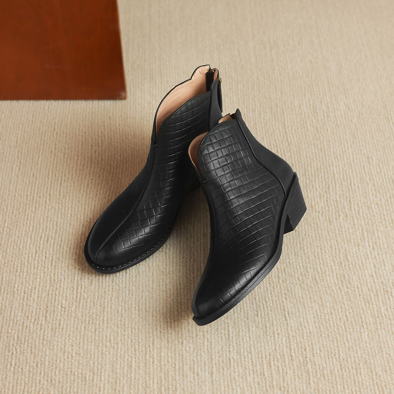 Genuine Leather Straight-Calf Boots