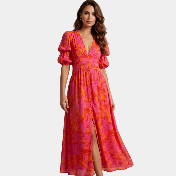 Elena - Maxi Dress Featuring a Plunging Neckline