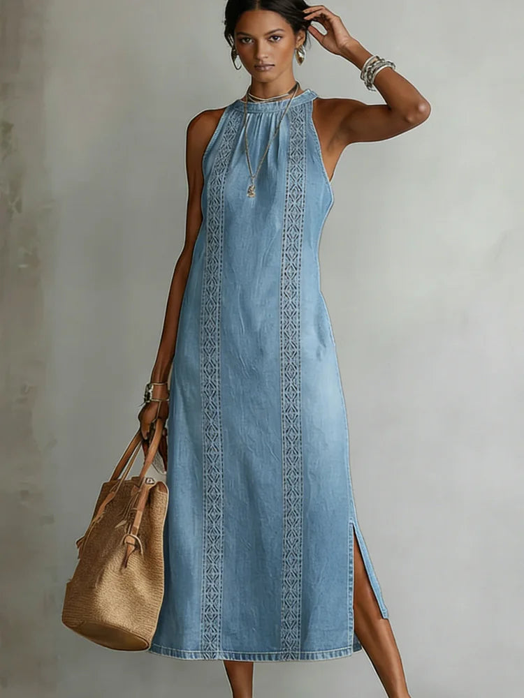 Júlia - Vintage Lace Denim Dress