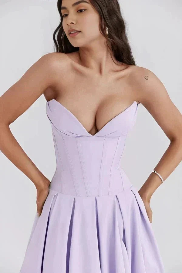 Midi Dress with Structured Bra - No Straps