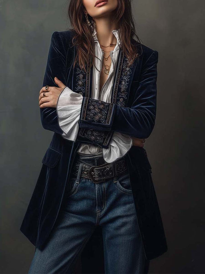 Gabrielle | Embroidered Long Robe with Elegant Detailing
